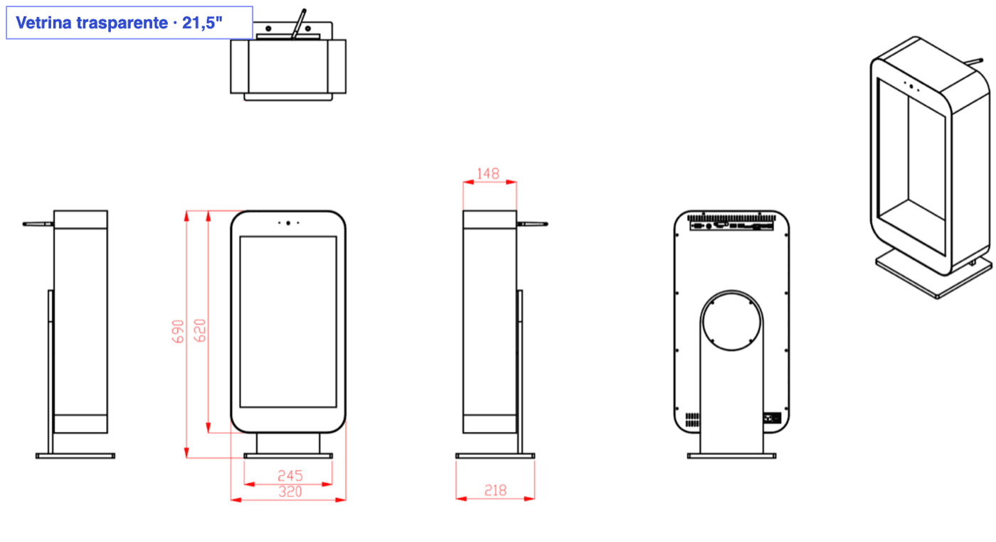 Disegno tecnico quotato del Vis a Vis 21,5″
