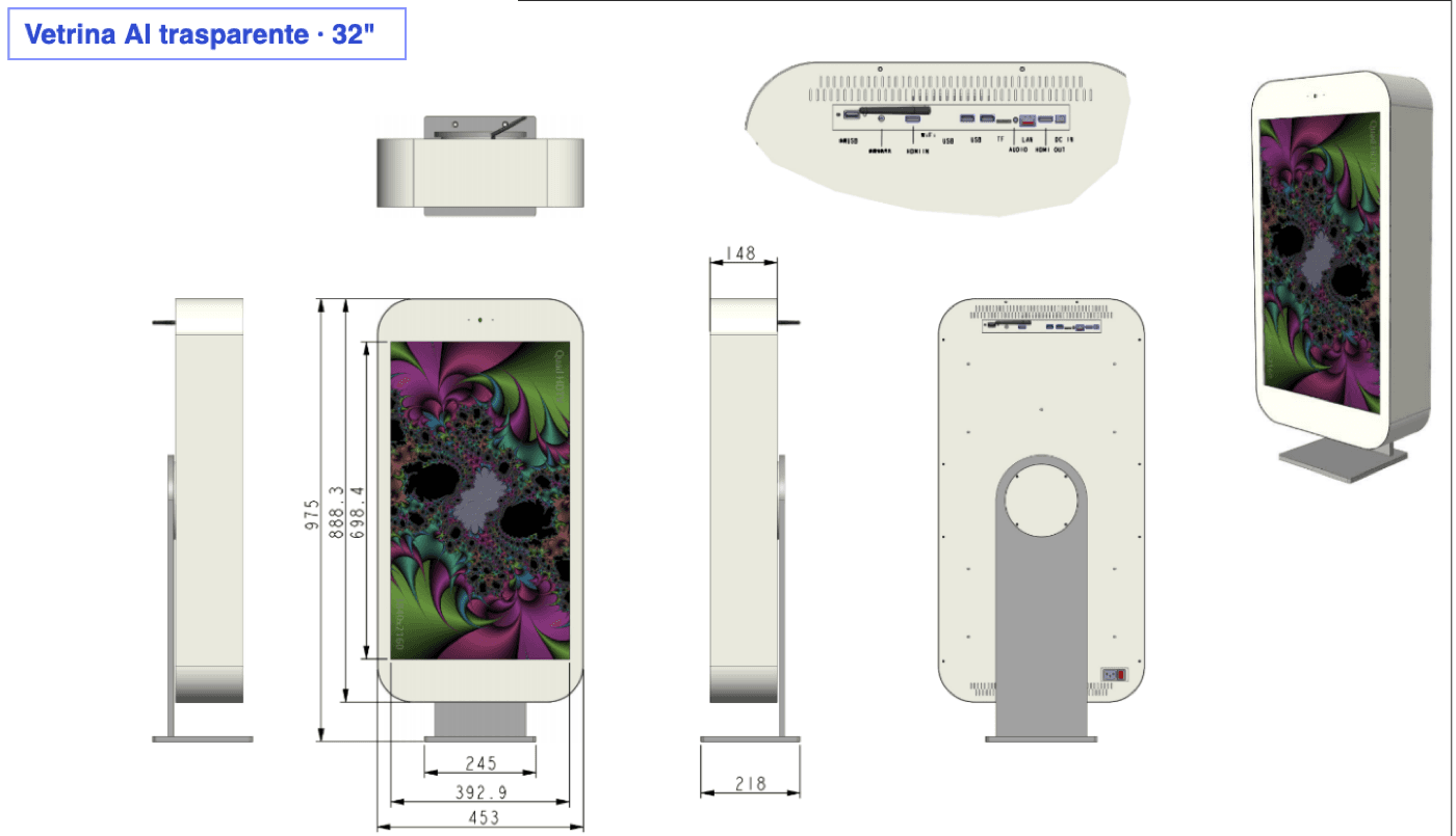 Disegno tecnico quotato del Vis a Vis 32″